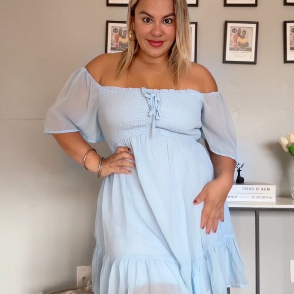 LILLUSORY Women's Flowy Casual Mini Dresses 2024 Summer Smocked V Neck Flutter - Picture 2 of 14